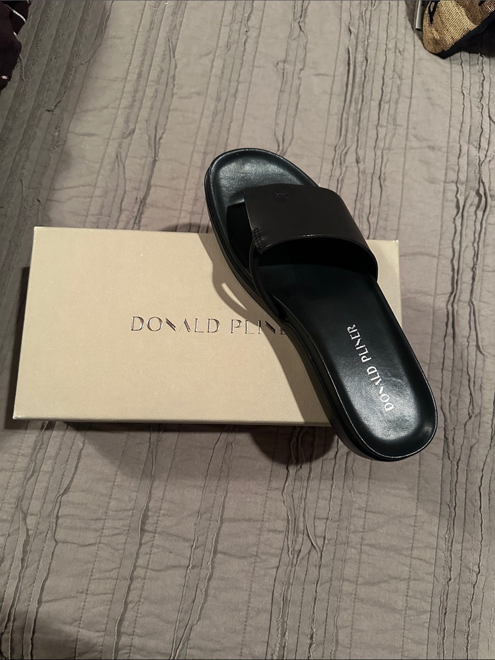 Donald J. Pliner Women’s Black Leather Slide Sandals